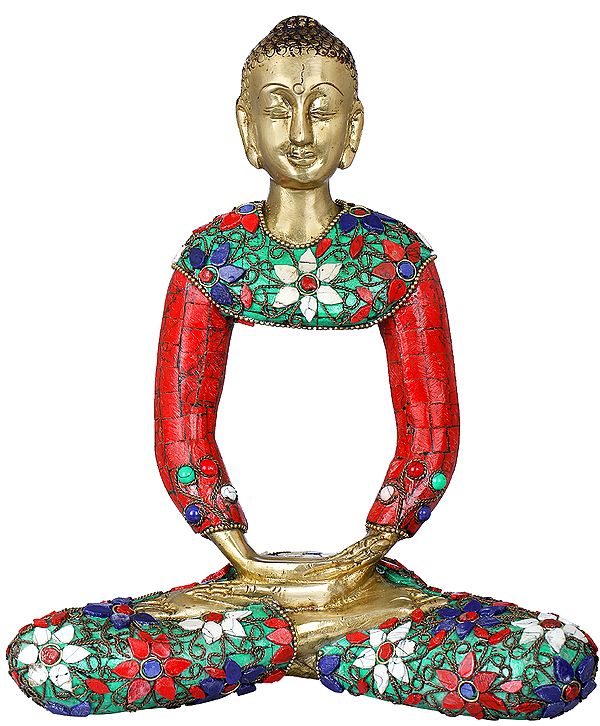 9" Tibetan Buddhist Stylized Buddha in Meditation In Brass | Handmade | Made In India