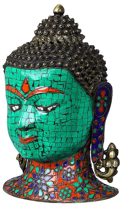 11" Lord Buddha Head - Tibetan Buddhist In Brass | Handmade | Made In India