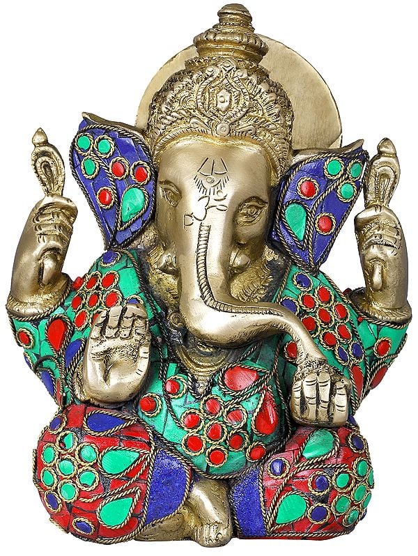 5" Blessing Ganesha In Brass | Handmade | Made In India