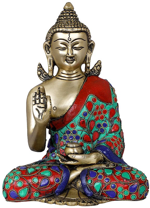 8" Seated Lord Buddha - Tibetan Buddhist In Brass | Handmade | Made In India