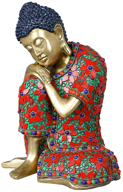 9" Thinking Buddha - Tibetan Buddhist In Brass | Handmade | Made In India