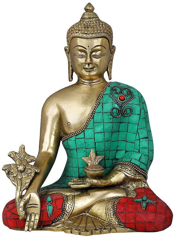 8" Tibetan Buddhist Medicine Buddha In Brass | Handmade | Made In India