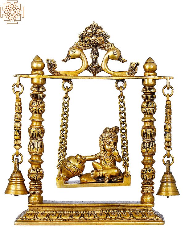 10" Butter Krishna Swing in Brass | Handmade | Made In India