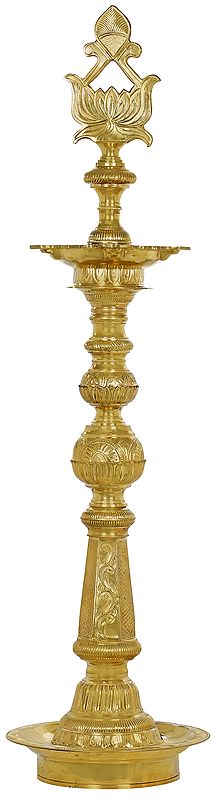 46" Large Superfine Lotus Lamp in Brass | Handmade | Made in India