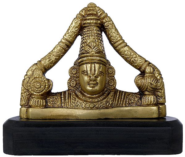 3" Tirupati Balaji Idol for Car Dashboard | Brass & Wood | Handcrafted in India