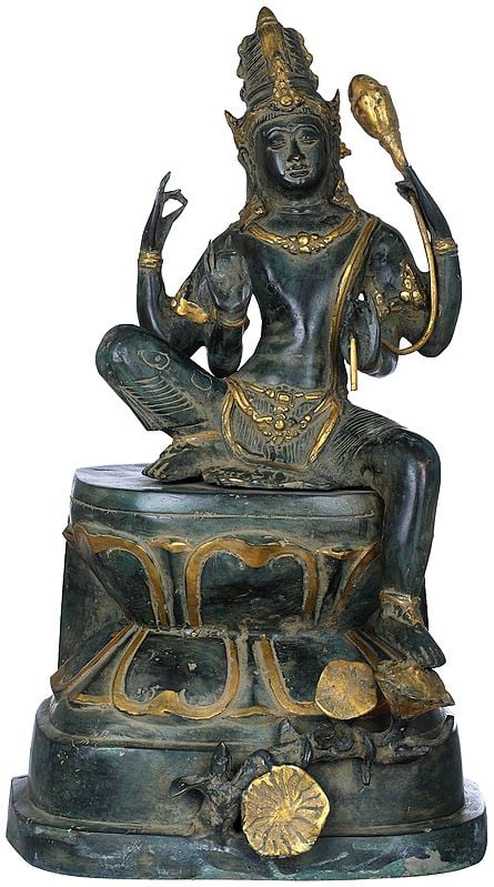 17" The Deeply Absorbed Lord Avalokiteshvara In Brass | Handmade | Made In India