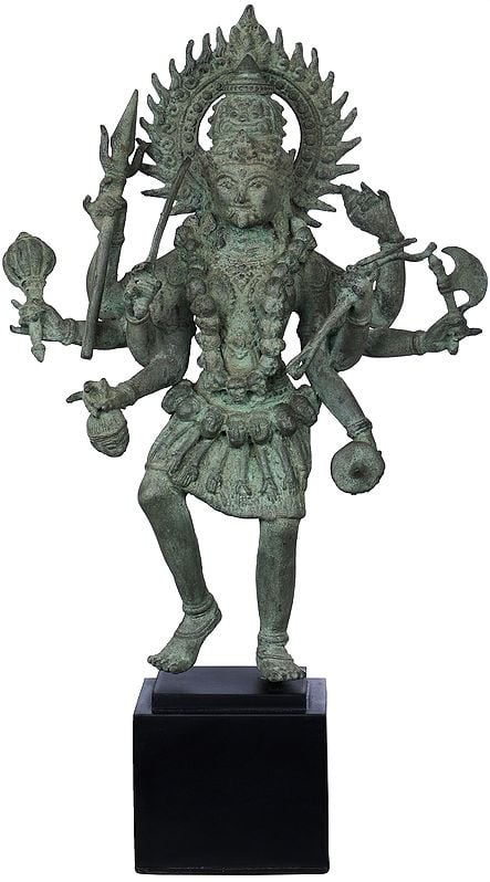 17" Goddess Kali Standing on Wooden Pedestal