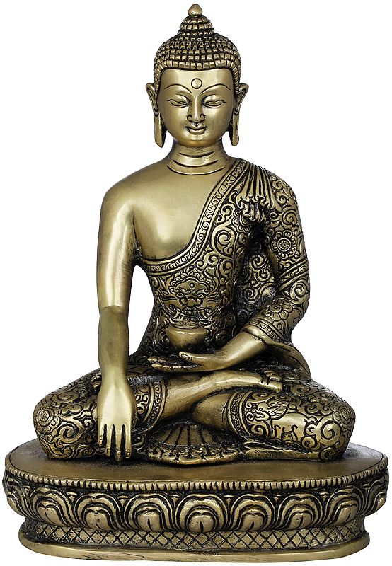 9" Tibetan Buddhist Lord Buddha In Brass | Handmade | Made In India