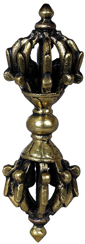 4" Tibetan Buddhist Nine Pronged Small Dorje (Made in Nepal) in Brass | Handmade
