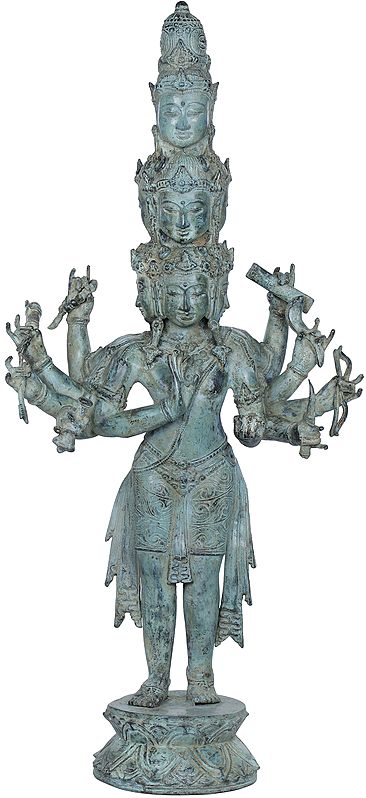 31" Bodhisattva Avalokiteshvara, Coppery Finish In Brass | Handmade | Made In India