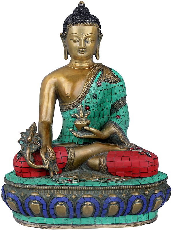 13" Lord Buddha Seated in Padmasana on Lotus Seat- Tibetan Buddhist In Brass | Handmade | Made In India