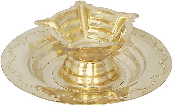 1" Five Wicks Small Puja Lamp (Price Per Pair) in Brass | Handmade | Made in India