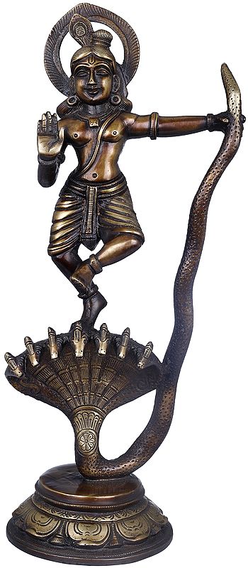 13" Kaliya Vijaya Lila of Shri Krishna In Brass