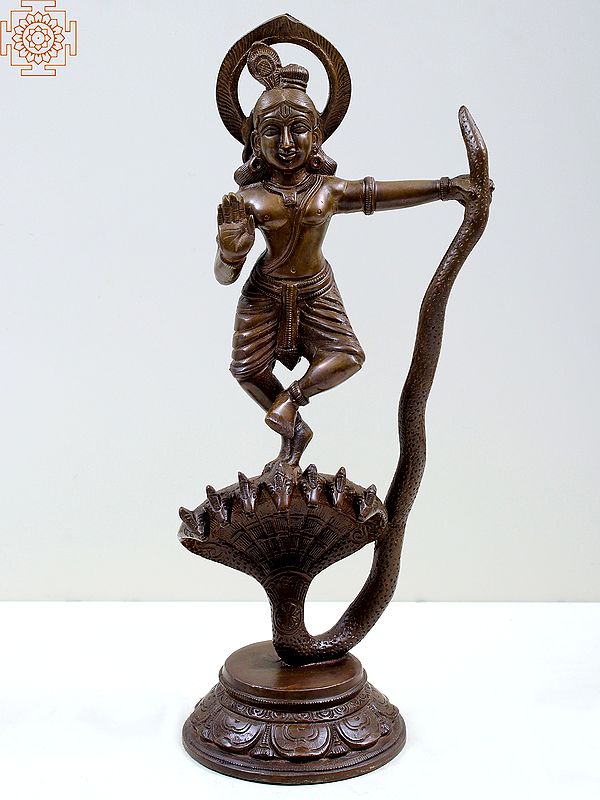 13" Kaliya Vijaya Lila of Shri Krishna In Brass