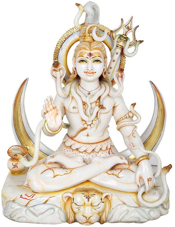 Marvellous Chandra Shiva Adorned with Serpents