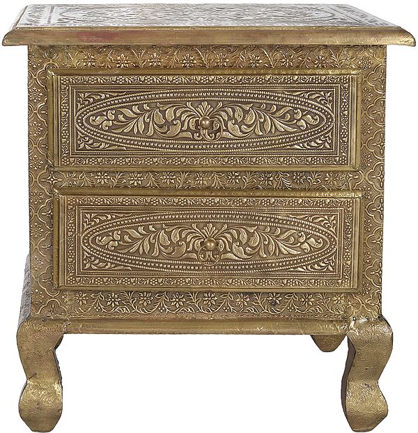 Decorated Table with Two Drawers