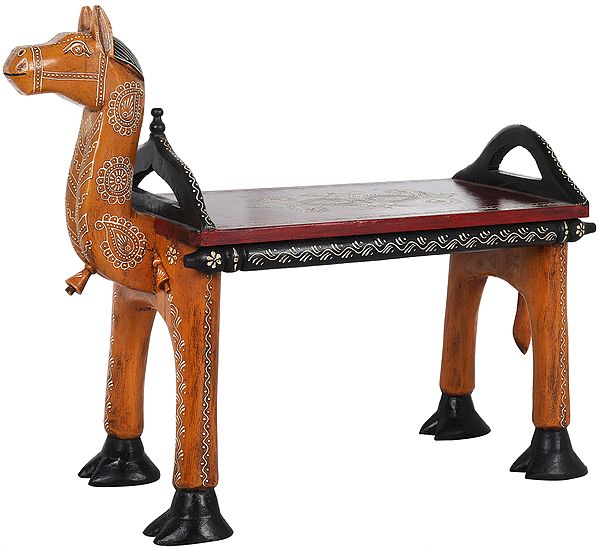 Decorated Camel Shaped Wooden Table