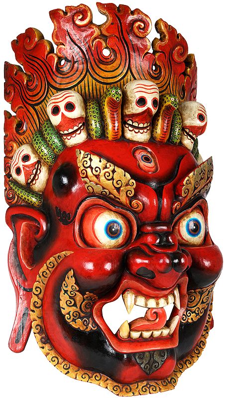 Tibetan Buddhist Large Wall Hanging Mahakala Mask - Made in Nepal