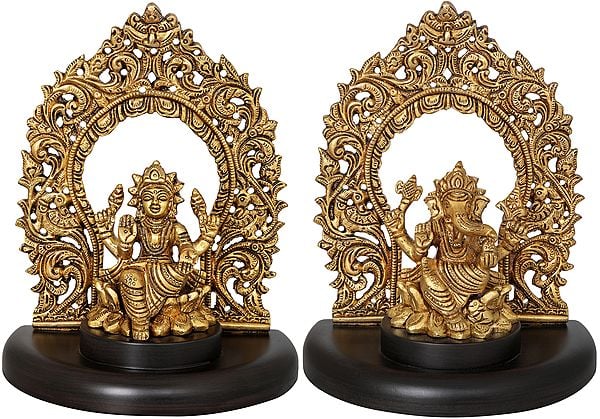7" Two Most Auspicious Deities - Shree Lakshmi and Shri Ganesha In Brass | Handmade | Made In India