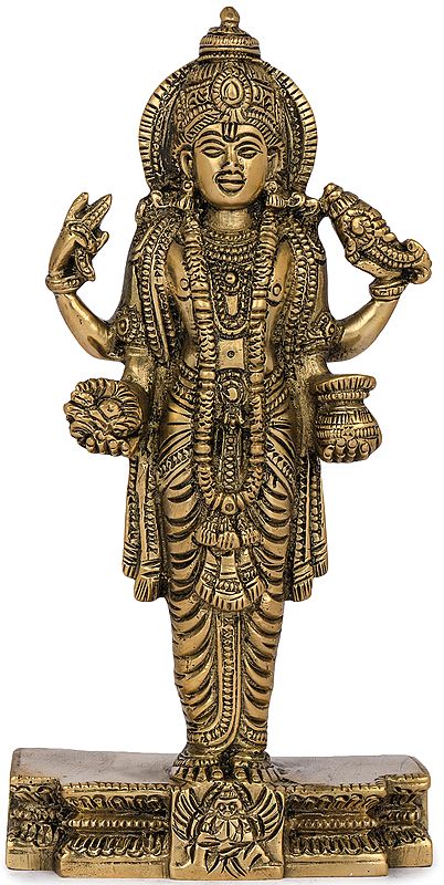 6" Lord Dhanvantari - Symbolic of Medicine In Brass | Handmade | Made In India