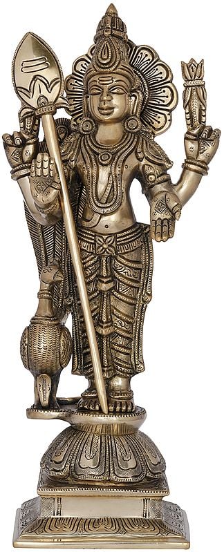 13" Superfine Kumara Karttikeya (Murugan Swami) In Brass | Handmade | Made In India
