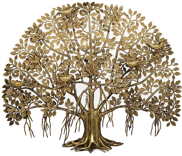 Splendid Tree of Life with Perched Birds and Root Stand