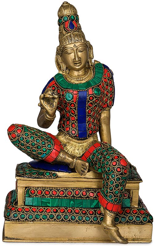 10" Seated Parvati In Brass | Handmade | Made In India
