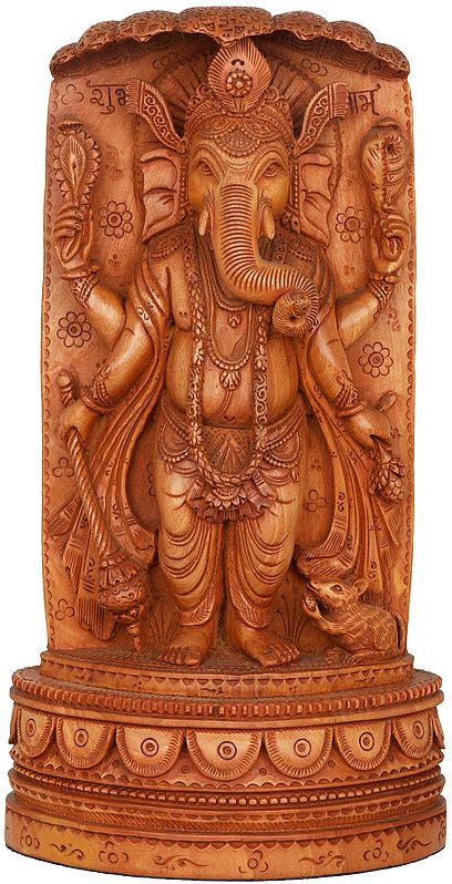 Mace Holding Ganesha Standing under Sheshanaga (Fine Quality)