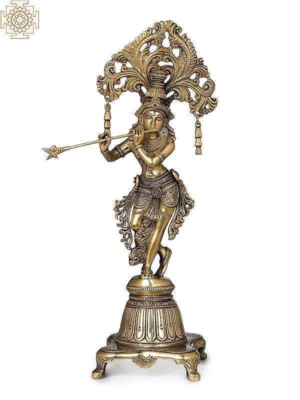 14" Charming Krishna In Brass | Handmade | Made In India