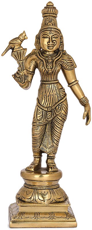 10" Meenakshi Devi Brass Statue | Handmade Idol | Made in India