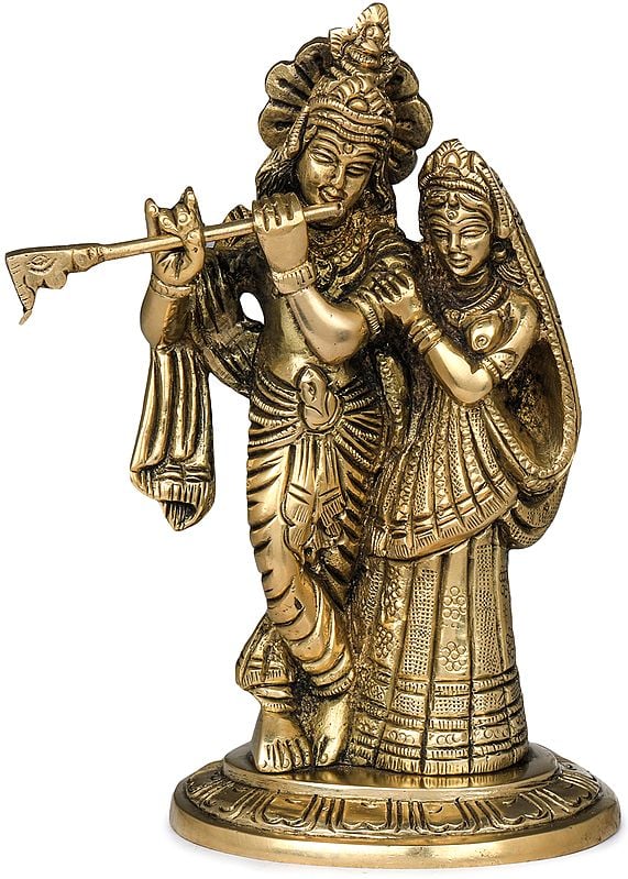 5" Radha Krishna In Brass | Handmade | Made In India