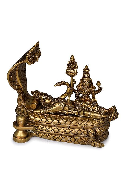 Brass Sree Padmanabhaswamy Statue (Sheshashayi Vishnu) | Handmade | Made in India