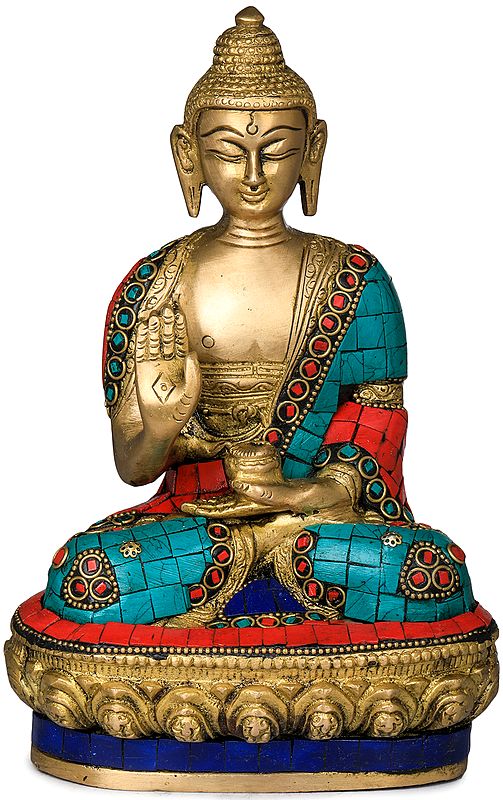 8" Tibetan Buddhist Deity Buddha in Ashirwad Mudra In Brass | Handmade | Made In India