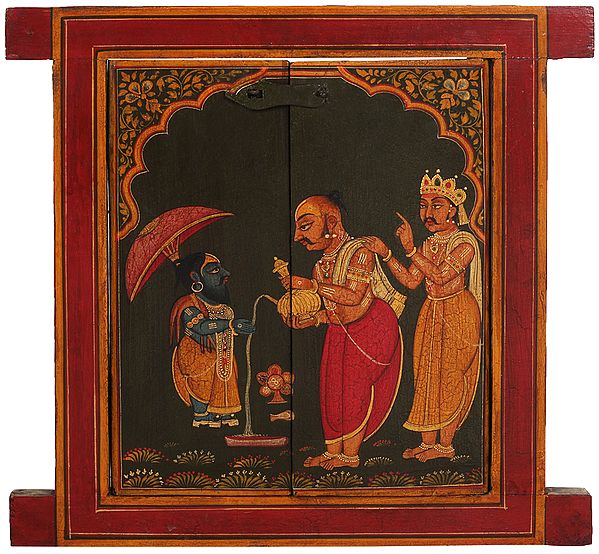 Jharokha (Window) Painted with King Bali Pledging Himself to Vamana Avatar of Vishnu