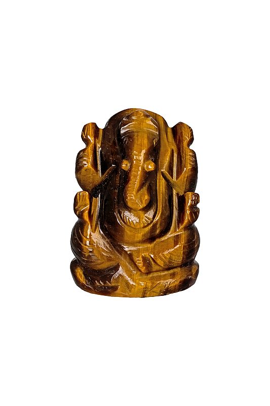 Small Ganesha Carved in Tiger Eye Gemstone