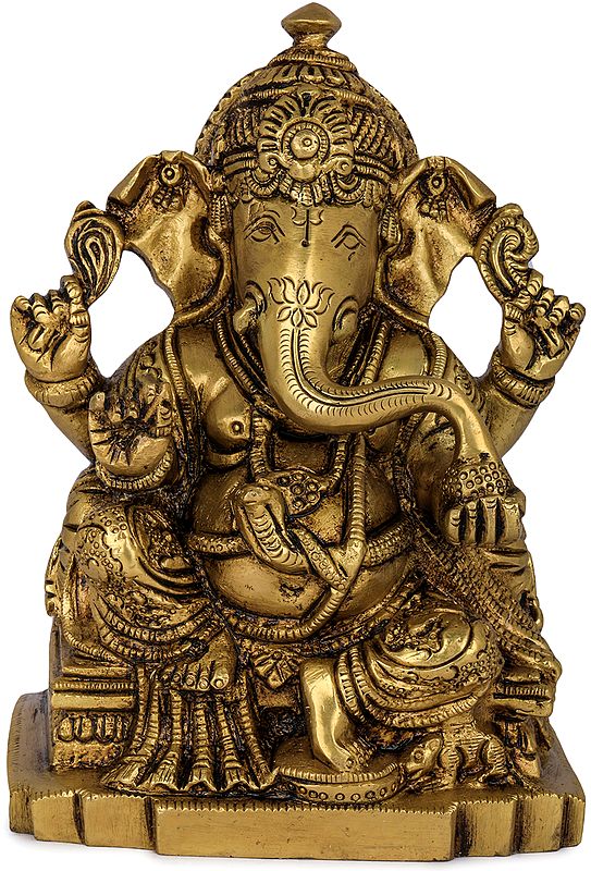5" Small Ganesha Brass Idol | Handmade Brass Statue | Made in India