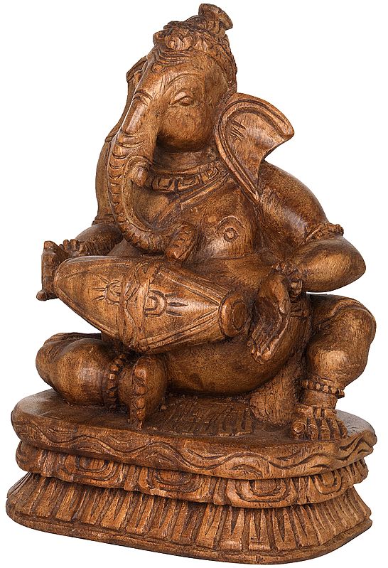 Ganesha Playing Dholak | Exotic India Art