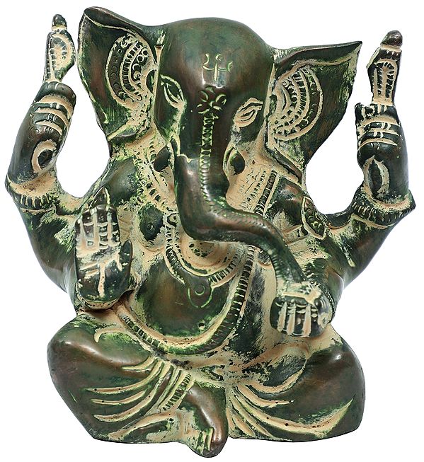 4" Small Ganesha Statue in Brass | Handmade | Made in India
