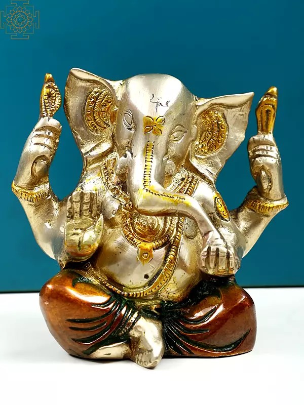 4" Small Ganesha Statue in Brass | Handmade | Made in India