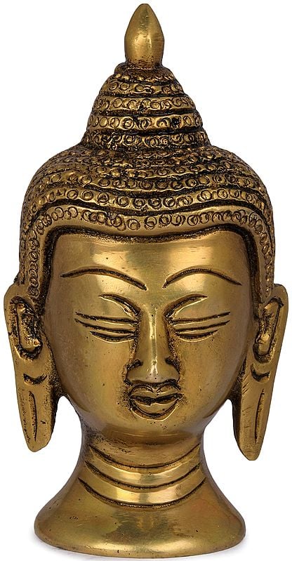 3" Small Buddha Head - Tibetan Buddhist In Brass | Handmade | Made In India