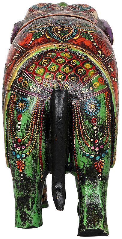 Decorated Wooden Elephant | Exotic India Art