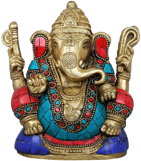 5" Seated Ganesha Brass Sculpture | Handmade | Made in India