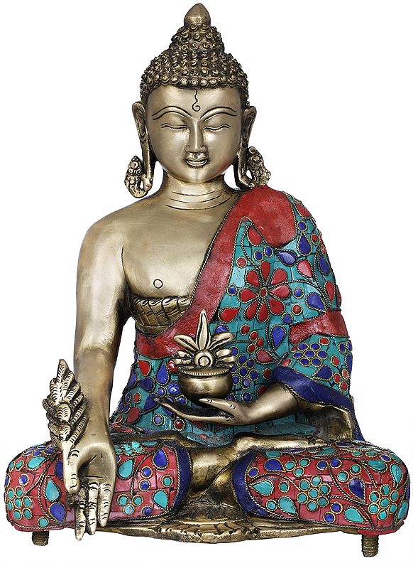 11" Tibetan Buddhist Healing Deity Medicine Buddha In Brass | Handmade | Made In India