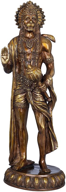 23" Standing Hanuman In Brass | Handmade | Made In India