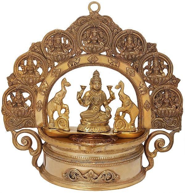 15" Ashtalakshmi Lamp In Brass | Handmade | Made In India