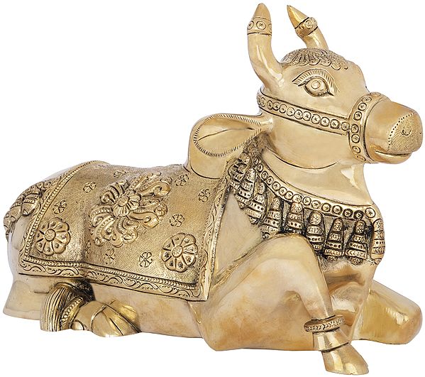 7" Fine Quality Nandi - The Vahana of Shiva In Brass | Handmade | Made In India
