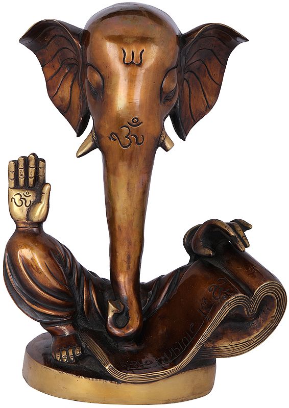 14" Stylized Ganesha In Brass | Handmade | Made In India