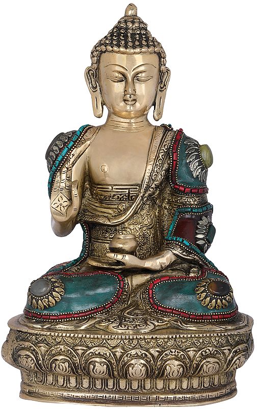 12" Tibetan Buddhist Deity Buddha In Brass | Handmade | Made In India