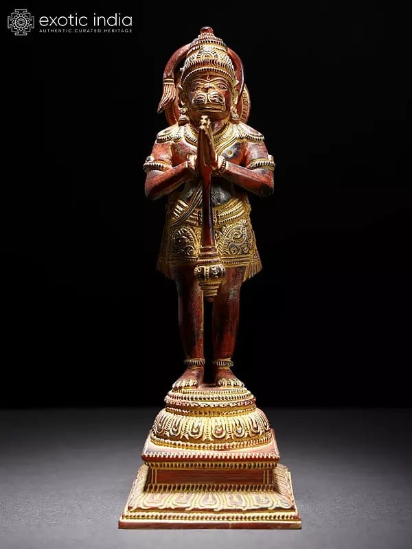 10" Hanuman Brass Statue | Spiritual Home Decor