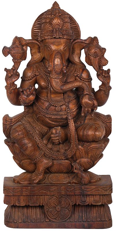 Chaturbhuja Lotus Seated Large Ganesha